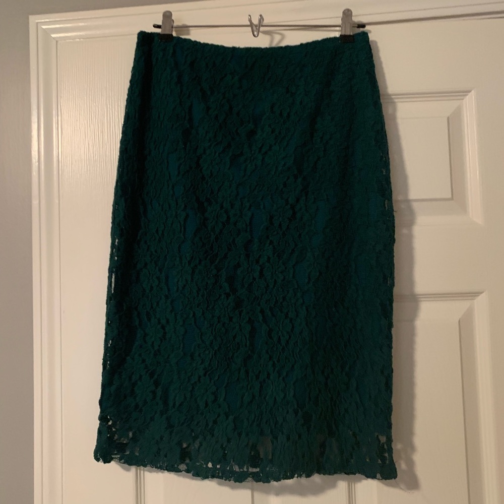 Dark green lace pencil skirt